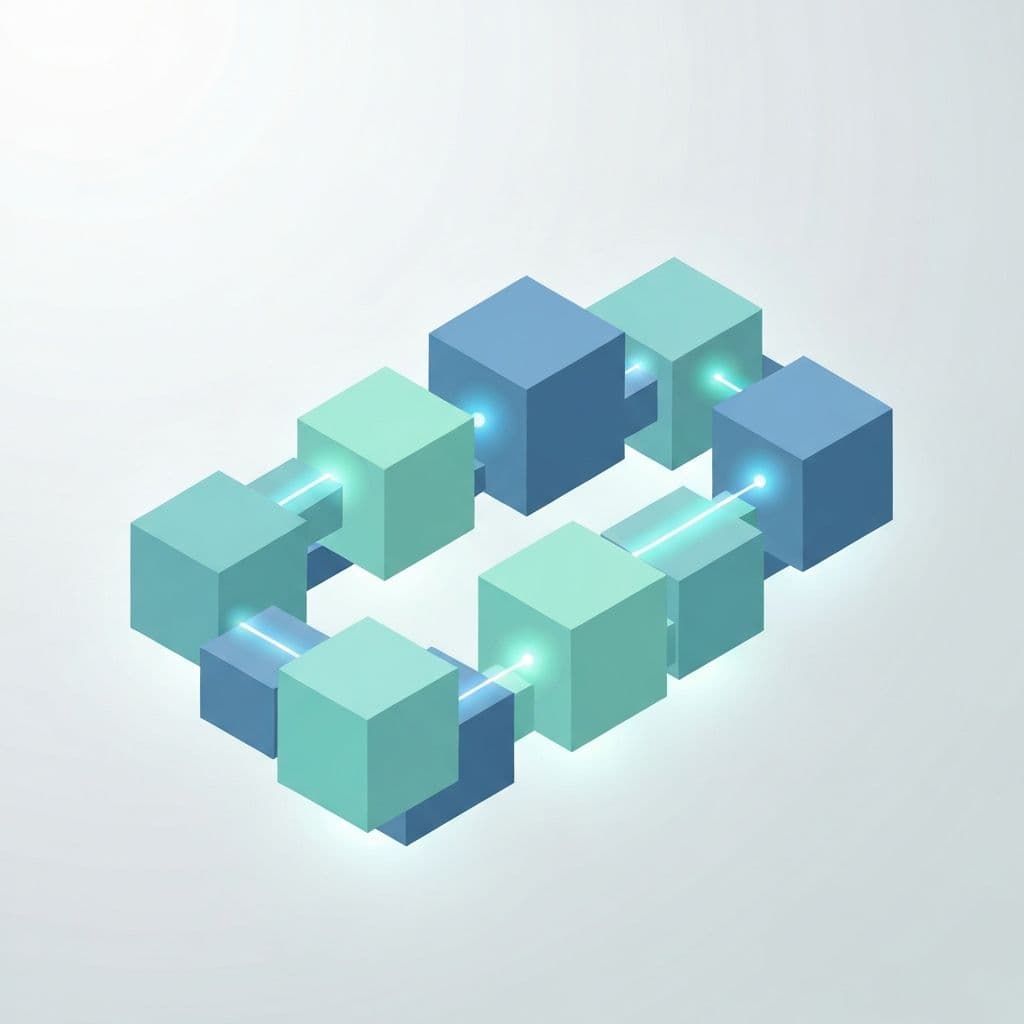 Ilustracija blockchain osnova - medjusobno povezani blokovi koji formiraju lanac