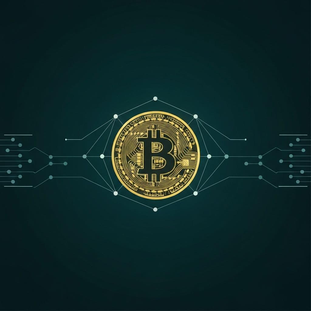 Sta je Bitcoin - ilustracija Bitcoin coina i blockchain mreze