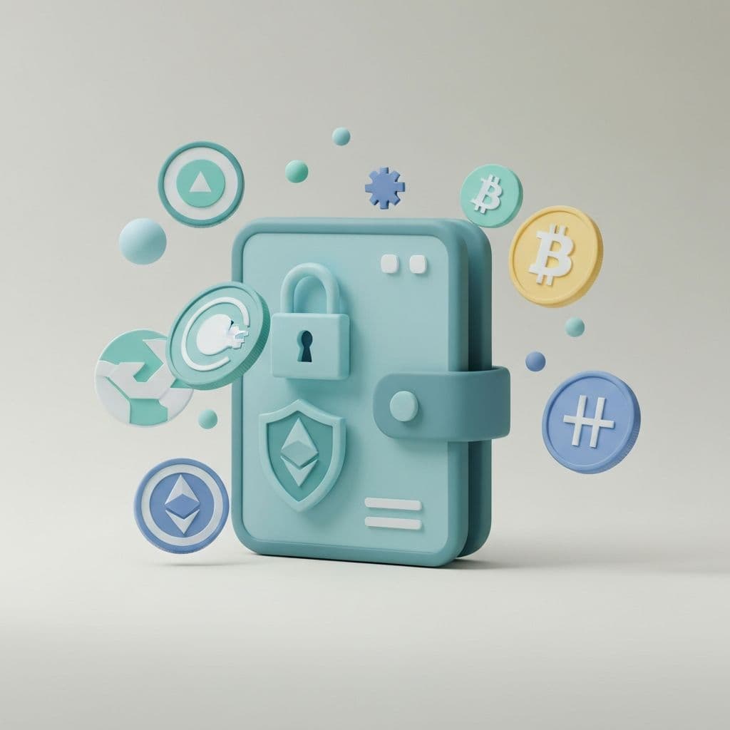 Ilustracija digitalne sigurnosti novčanika sa zaštitnim elementima